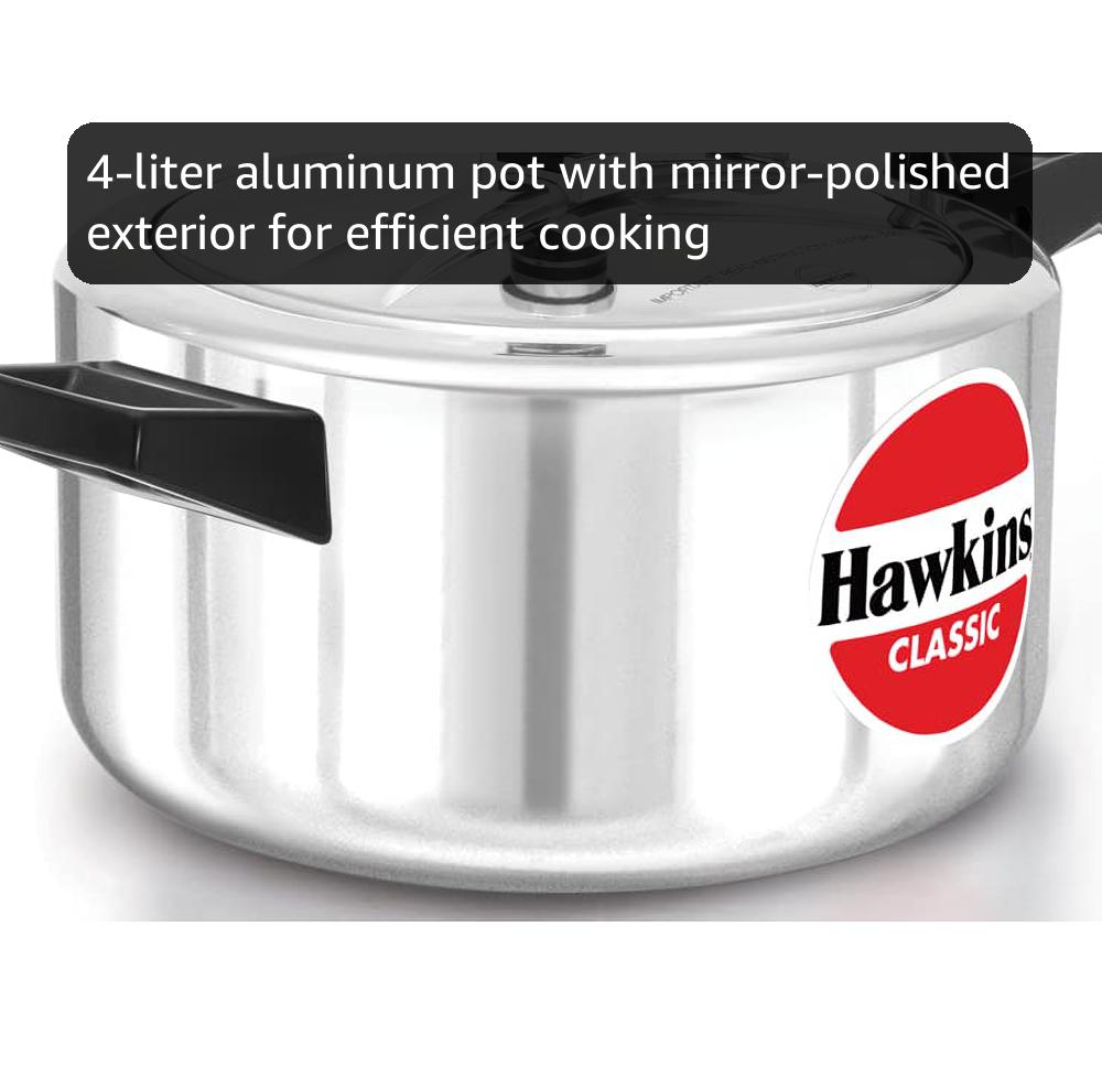 Amazon.com: Hawkins 4 Litre Classic Pressure Cooker, Best Inner